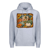 Heather Grey pumpkins with sunflowers Premium Hoodie - RanaPortraitStore