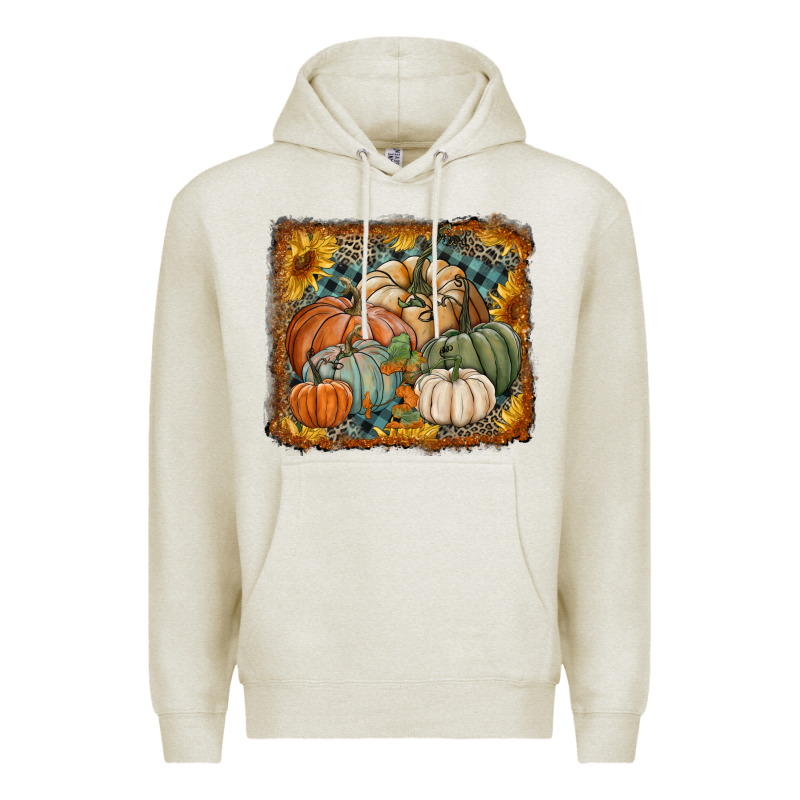 Pumpkins With Sunflowers Premium Hoodie by RanaPortraitStore | Teevron