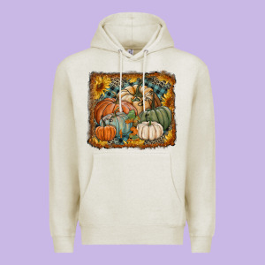 Pumpkins With Sunflowers Premium Hoodie Designed By Ranaportraitstore
