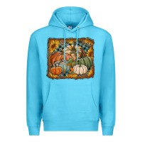 Ocean Blue pumpkins with sunflowers Premium Hoodie - RanaPortraitStore