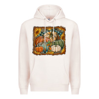 Pale Pink pumpkins with sunflowers Premium Hoodie - RanaPortraitStore