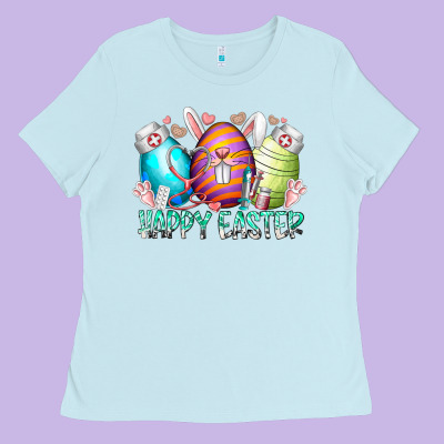 Happy Easter Day Eggs Nurse Ladies Tee Designed By Racoondesign