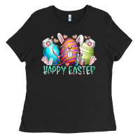 Black happy easter day eggs nurse Ladies Tee - RacoonDesign