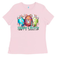 Bubblegum Pink happy easter day eggs nurse Ladies Tee - RacoonDesign