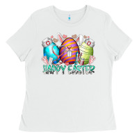 White happy easter day eggs nurse Ladies Tee - RacoonDesign