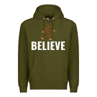 Army Green believe bigfoot white Premium Hoodie - artisFamous
