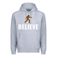 Heather Grey believe bigfoot white Premium Hoodie - artisFamous