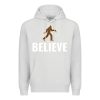 Dove Grey believe bigfoot white Premium Hoodie - artisFamous