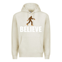 Oatmeal Heather believe bigfoot white Premium Hoodie - artisFamous