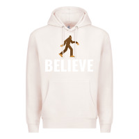 Pale Pink believe bigfoot white Premium Hoodie - artisFamous