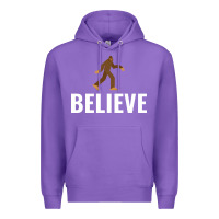 Purple believe bigfoot white Premium Hoodie - artisFamous