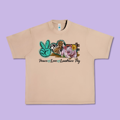 Peace Love Landrace Pig Urban Heavy Tee Designed By Lillyallendesigns