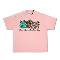 Salmon Peace Love Landrace Pig Urban Heavy Tee - LillyAllenDesigns