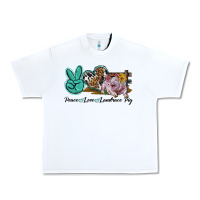 White Peace Love Landrace Pig Urban Heavy Tee - LillyAllenDesigns