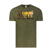 Vintage Olive Peace Love Wild cat Vintage Tee - LillyAllenDesigns