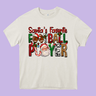 Santa's Favorite Football Player For Christmas Heavy Core Tee Designed By Fadigitalartstudio