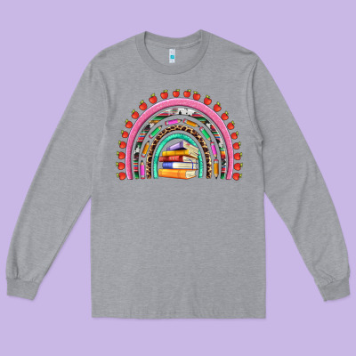 Teacher Pen Apple Books Rainbow Long Sleeve Tee Designed By Artiststas