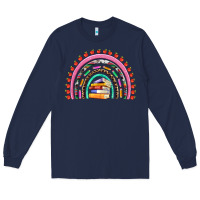 Navy teacher pen apple books rainbow Long Sleeve Tee - Artiststas