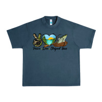 Midnight Navy Camouflage Peace Love Striped Bass Urban Heavy Tee - LillyAllenDesigns