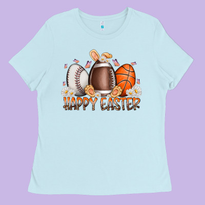 Happy Easter Day Eggs Ladies Tee Designed By Racoondesign