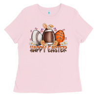 Bubblegum Pink happy easter day eggs Ladies Tee - RacoonDesign