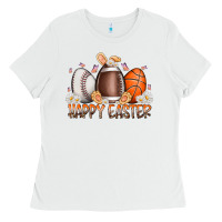 White happy easter day eggs Ladies Tee - RacoonDesign