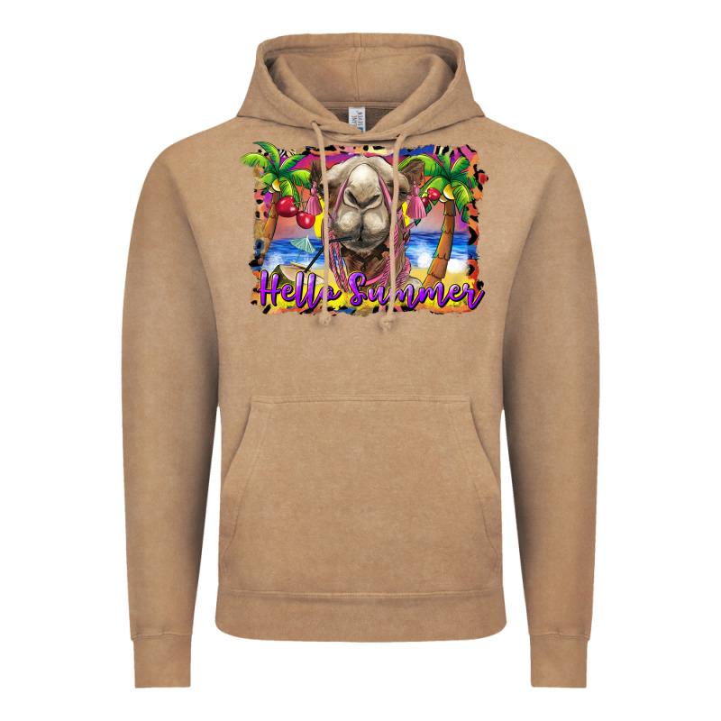 Hello Summer Camel At The Beach Vintage Hoodie by BarkalooDesign | Teevron