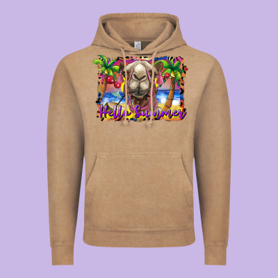 Hello Summer Camel At The Beach Vintage Hoodie Designed By Barkaloodesign