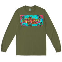 Army Green dreamer with butterfly and tie dye  licance  plate Long Sleeve Tee - Artiststas
