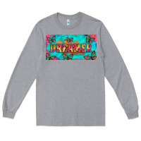 Heather Grey dreamer with butterfly and tie dye  licance  plate Long Sleeve Tee - Artiststas
