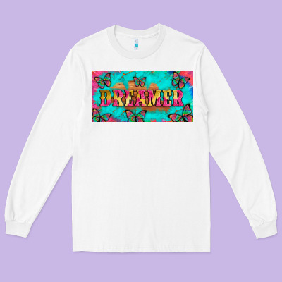 Dreamer With Butterfly And Tie Dye  Licance  Plate Long Sleeve Tee Designed By Artiststas