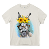 Cream Sunflower Glasses Donkey Heavy Core Tee - RanaPortraitStore