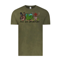 Vintage Olive Peace Love Elk Buck Deer Vintage Tee - LillyAllenDesigns