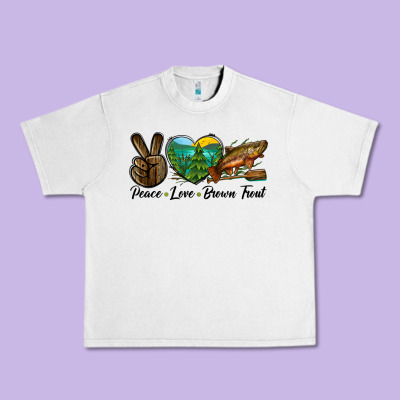 Peace Love Brown Trout Urban Heavy Tee Designed By Lillyallendesigns