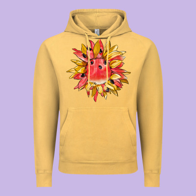 Watermelon Sunflower Vintage Hoodie Designed By Barkaloodesign