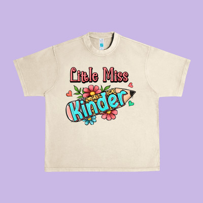 Little Miss Kindergarten Urban Heavy Tee Designed By Ranaportraitstore