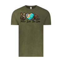 Vintage Olive Peace Love Sea Lion Vintage Tee - LillyAllenDesigns