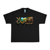 Black Peace Love Brown Bear Urban Heavy Tee - LillyAllenDesigns