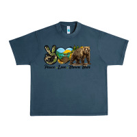Midnight Navy Peace Love Brown Bear Urban Heavy Tee - LillyAllenDesigns