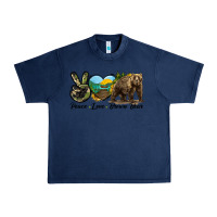 Navy Peace Love Brown Bear Urban Heavy Tee - LillyAllenDesigns