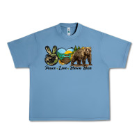 Pebble Blue Peace Love Brown Bear Urban Heavy Tee - LillyAllenDesigns