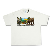 Pistachio Peace Love Brown Bear Urban Heavy Tee - LillyAllenDesigns