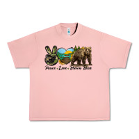 Salmon Peace Love Brown Bear Urban Heavy Tee - LillyAllenDesigns