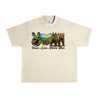 Sandshell Peace Love Brown Bear Urban Heavy Tee - LillyAllenDesigns