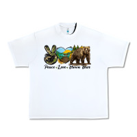 White Peace Love Brown Bear Urban Heavy Tee - LillyAllenDesigns