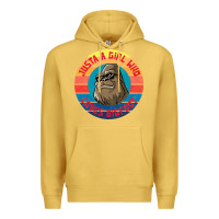 Antique Gold Retro Sunset Just A Girl Who Loves Bigfoot Premium Hoodie - artisFamous
