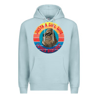 Blue Mist Retro Sunset Just A Girl Who Loves Bigfoot Premium Hoodie - artisFamous
