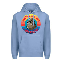 Colony Blue Retro Sunset Just A Girl Who Loves Bigfoot Premium Hoodie - artisFamous