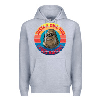 Heather Grey Retro Sunset Just A Girl Who Loves Bigfoot Premium Hoodie - artisFamous