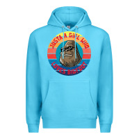 Ocean Blue Retro Sunset Just A Girl Who Loves Bigfoot Premium Hoodie - artisFamous